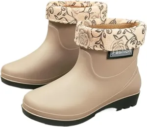 Women's Fashion Waterproof Mid-calf Boots Comfortable Outdoor Pull-On Rain Boots Non-slip Lightweight Garden Ankle Boots For Women