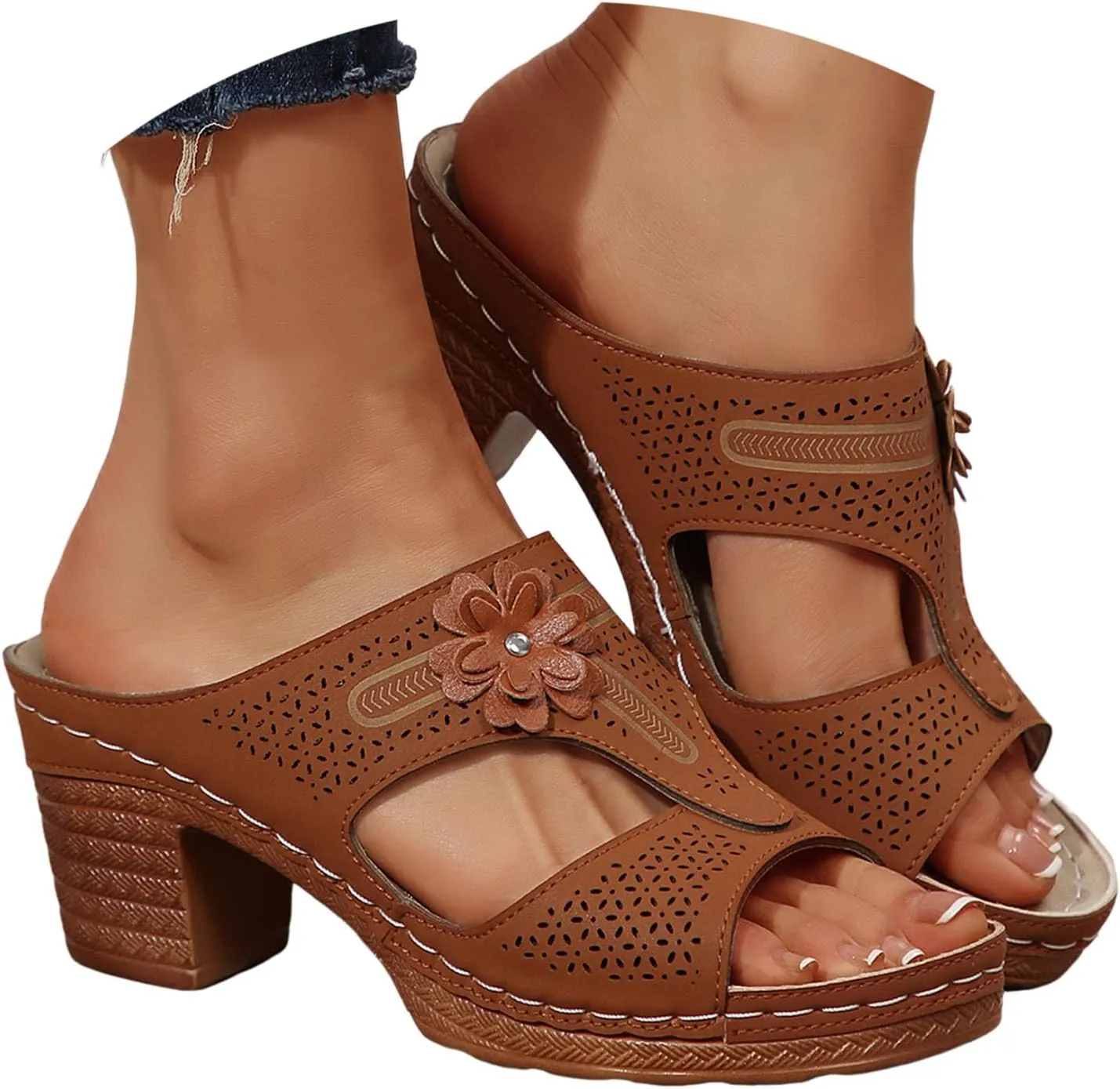 Women's Heeled Sandals Flip Flops Low Block Heels Chunky for Women Comfortable Open Toe Party Wedding Dress Shoes for Women Dressy