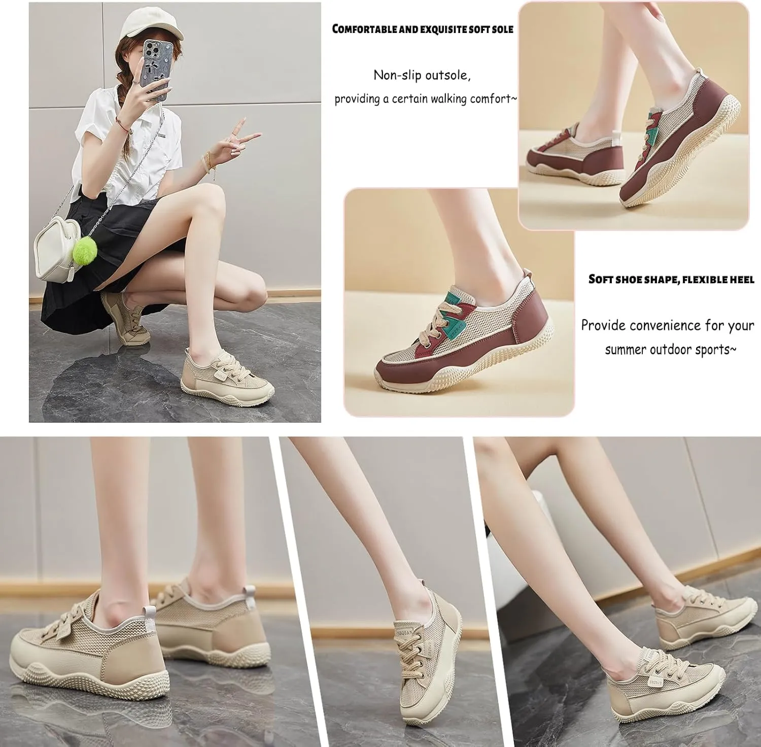 Women'S Mesh Breathable Trail Shoes for Hiking & Walking,Summer Sports Sandals,Lightweight Soft Closed-Toe Casual Sports Shoes