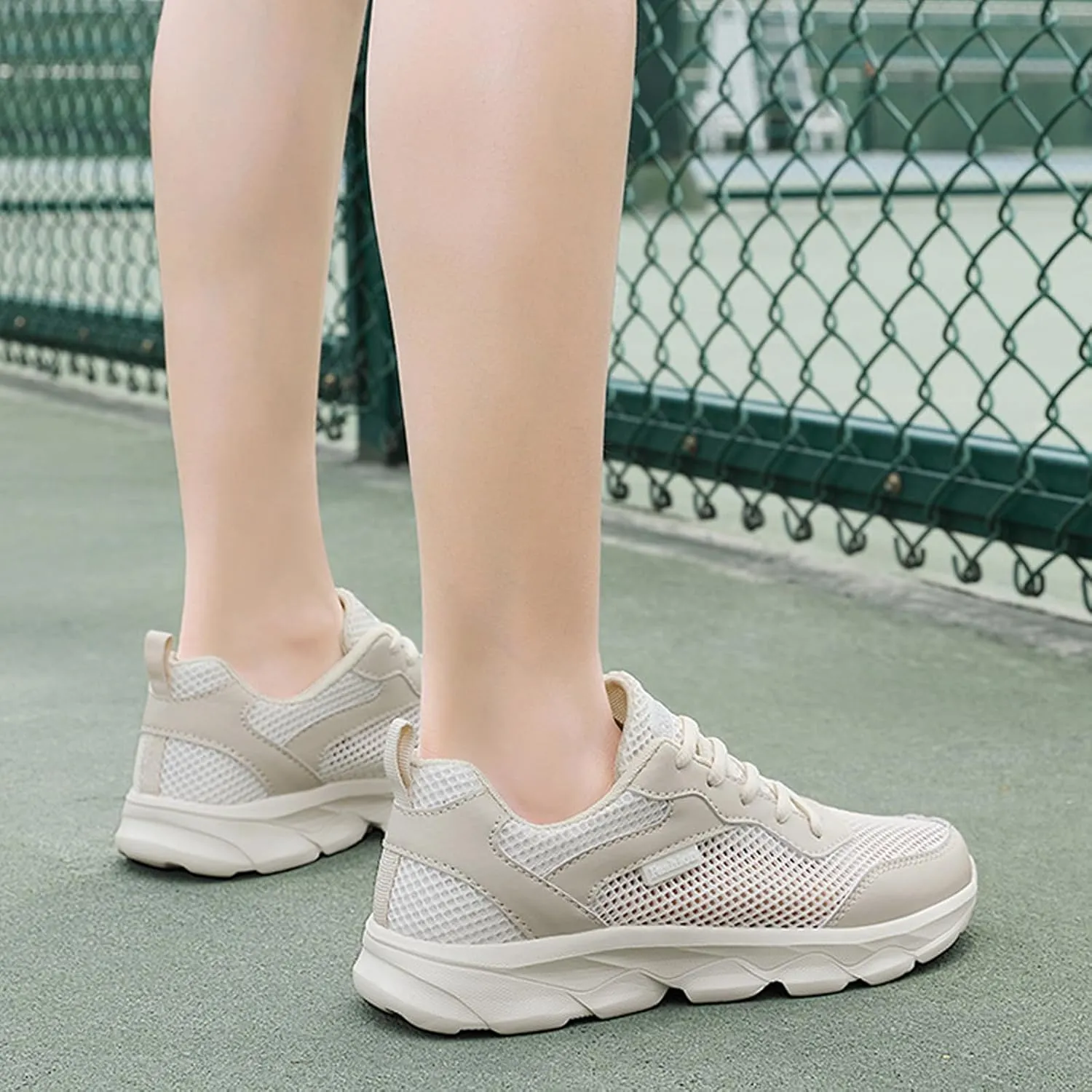 Women's Mesh Lace up Running Tennis Shoes Fashion Lightweight Breathable Hollow Comfortable Non-Slip Round Toe Casual Workout Sneakers for Walking Trekking Outdoor