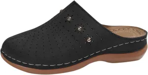 Women's Mules & Clogs Summer Closed Toe Slip on Sandals, Hollow Out Breathable Platform Orthopedic Slippers Comfortable Walking Wedge Clogs All Day Comfort