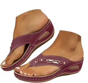 Women's Orthopedic Flip-Flop Sandals, Bohemia Breathable Mesh Hollow Wedge Sandals 2025 Summer Casual Slides Shoes