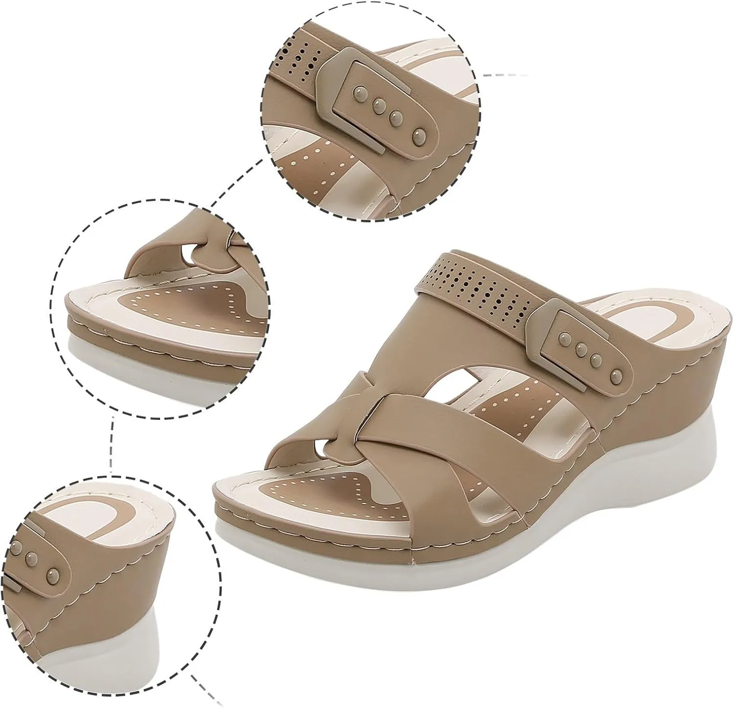 Womens Orthopedic Sandals Fashion Slip On Casual Open Toe Fisherman Sandals Hollow Out Gladiator Outdoor Walking Wedge Shoes