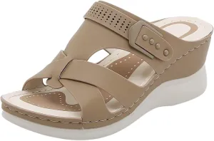 Womens Orthopedic Sandals Fashion Slip On Casual Open Toe Fisherman Sandals Hollow Out Gladiator Outdoor Walking Wedge Shoes