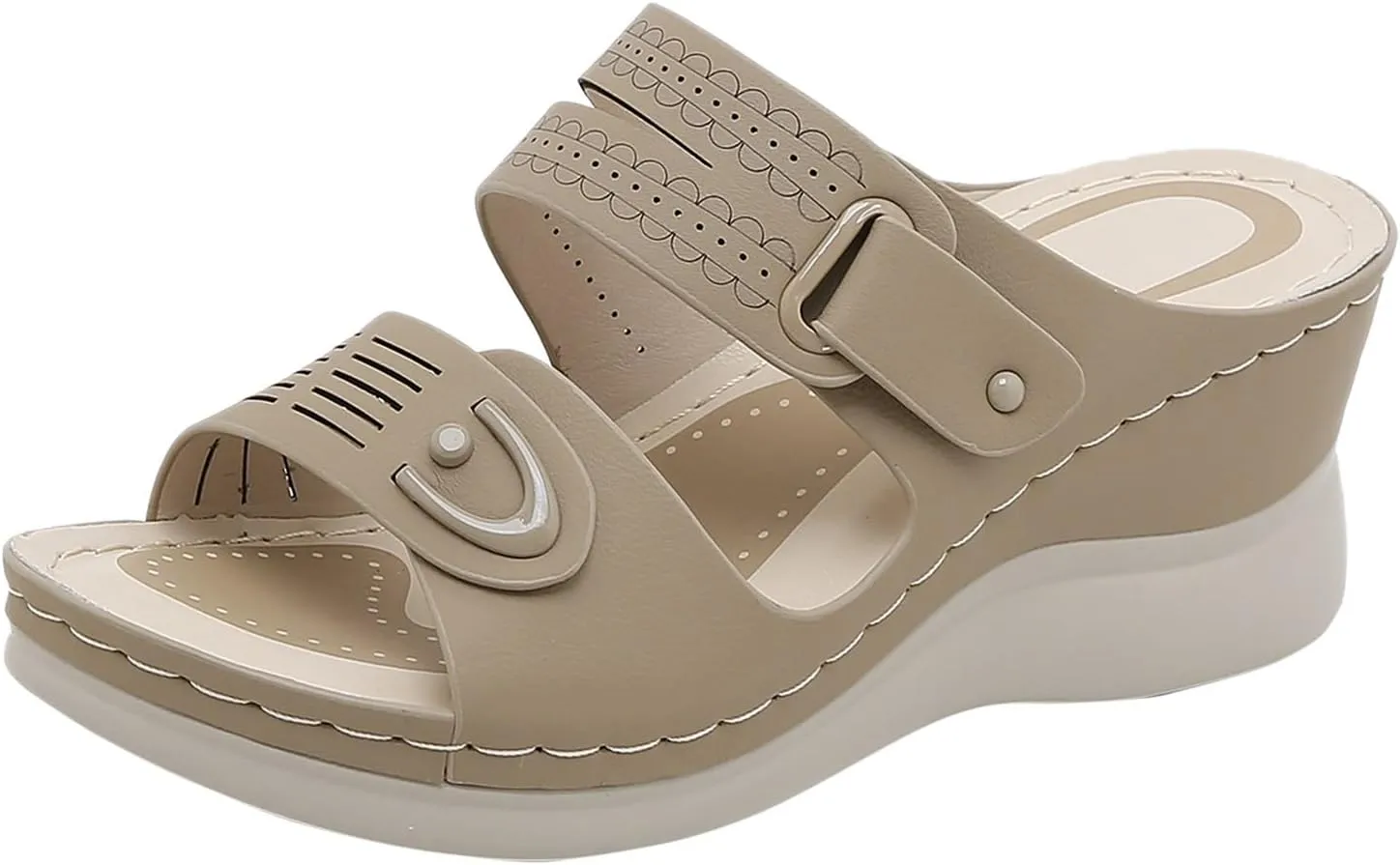 Women's Platform & Wedge Sandals Summer Breathable Open Toe Dress Sandals Arch Support Slip On Slide Sandal