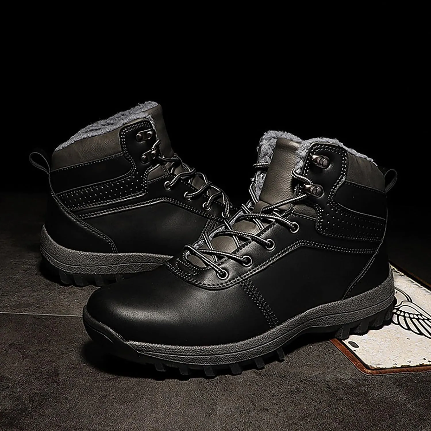 Women's Snow Boots Waterproof Furry Lined Warm Winter Boots Lace Up Sneakers Non-Slip Rubber Ankle Booties Classic Slip on Ladies Hiking Walking Shoes Sneakers