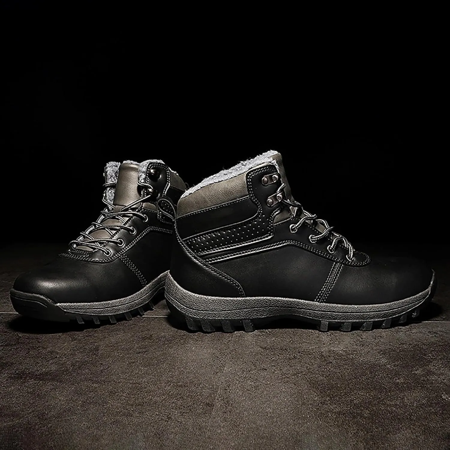Women's Snow Boots Waterproof Furry Lined Warm Winter Boots Lace Up Sneakers Non-Slip Rubber Ankle Booties Classic Slip on Ladies Hiking Walking Shoes Sneakers