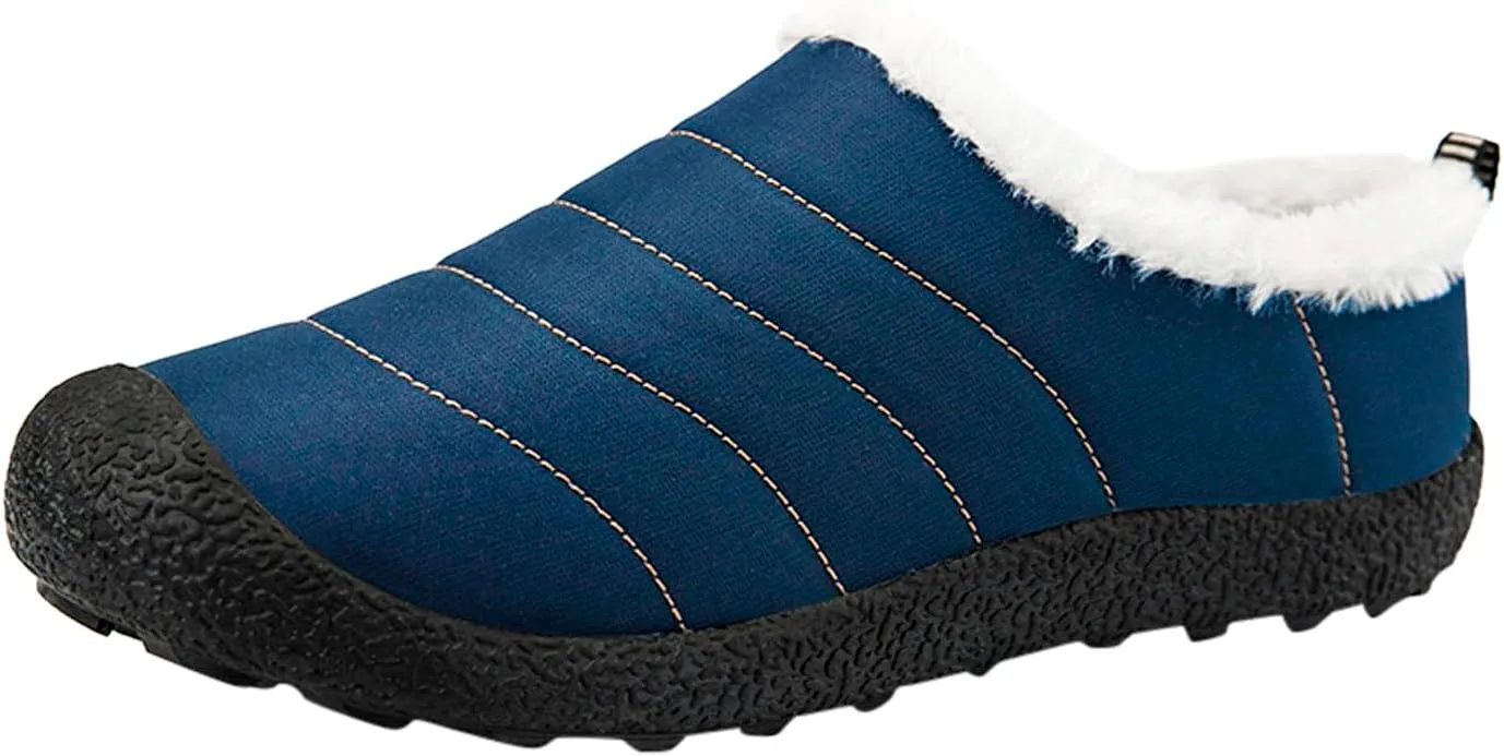 Womens Snow Boots Waterproof Furry Lined Warm Winter Boots Non-Slip Rubber Ankle Booties Classic Slip on Ladies Lightweight Hiking Shoes