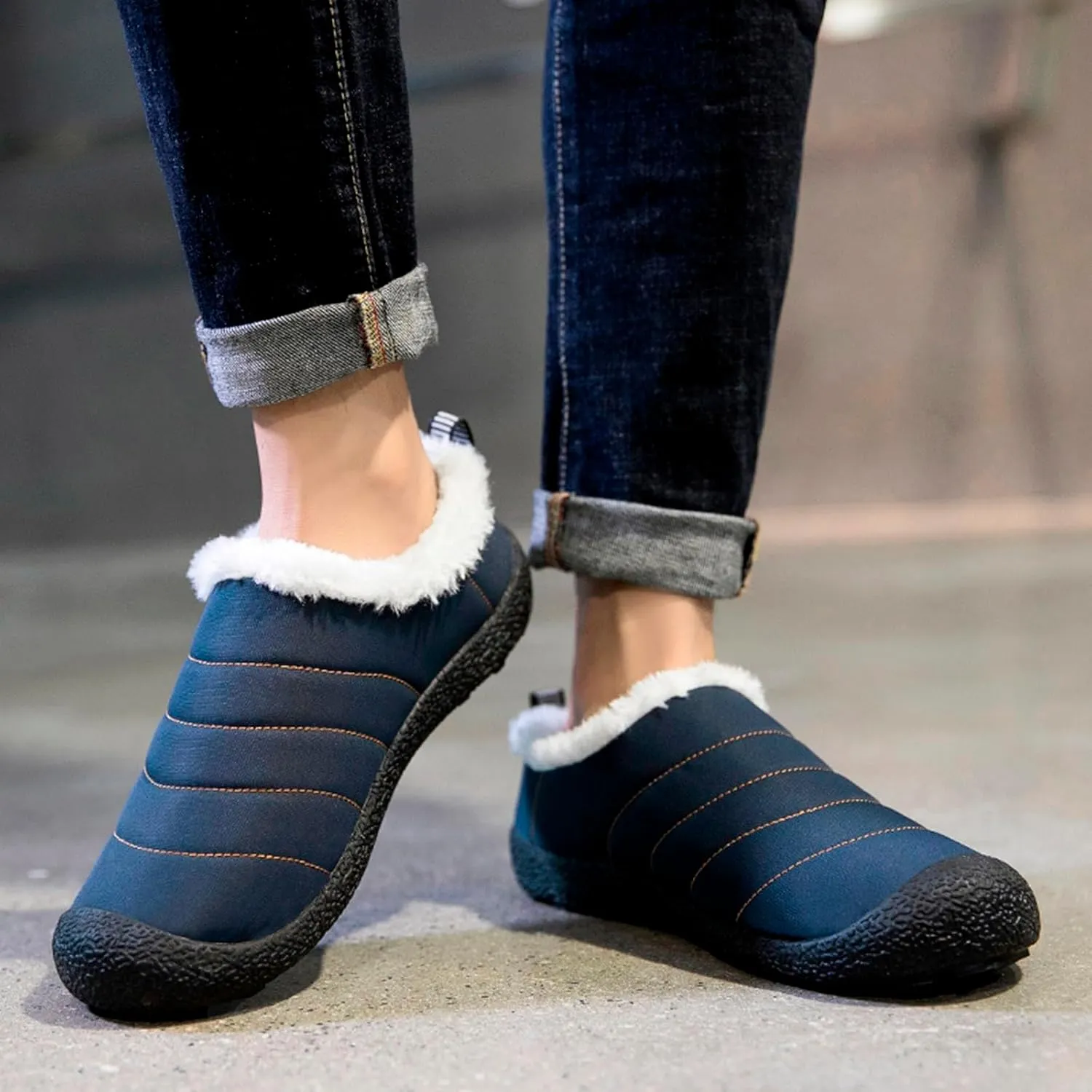 Womens Snow Boots Waterproof Furry Lined Warm Winter Boots Non-Slip Rubber Ankle Booties Classic Slip on Ladies Lightweight Hiking Shoes