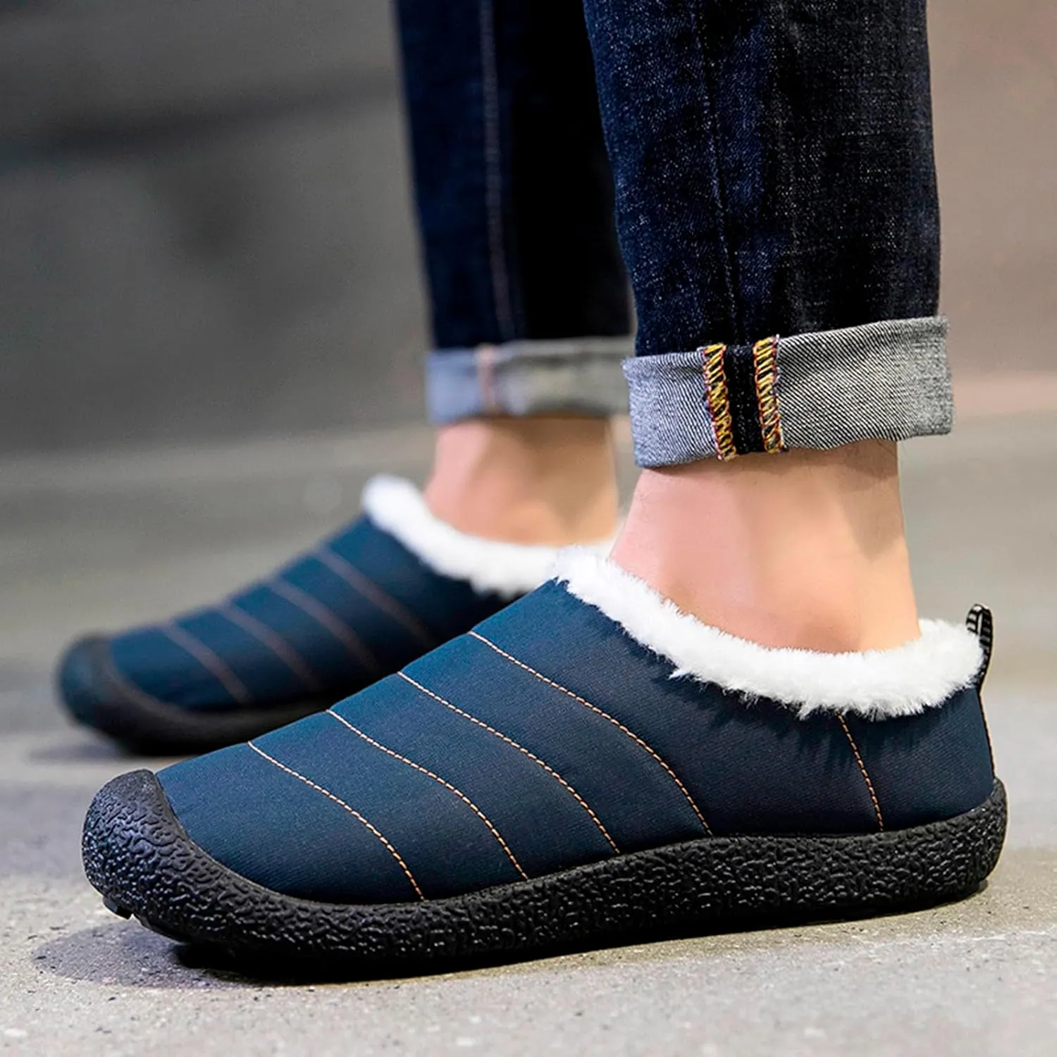 Womens Snow Boots Waterproof Furry Lined Warm Winter Boots Non-Slip Rubber Ankle Booties Classic Slip on Ladies Lightweight Hiking Shoes