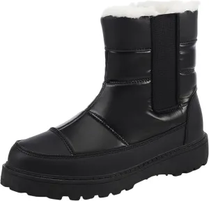 Women's Snow Boots Waterproof Winter Boots Anti-slip Fully Fur Booties Lightweight Slip on Ankle Boots Ladies Walking Hiking Booties