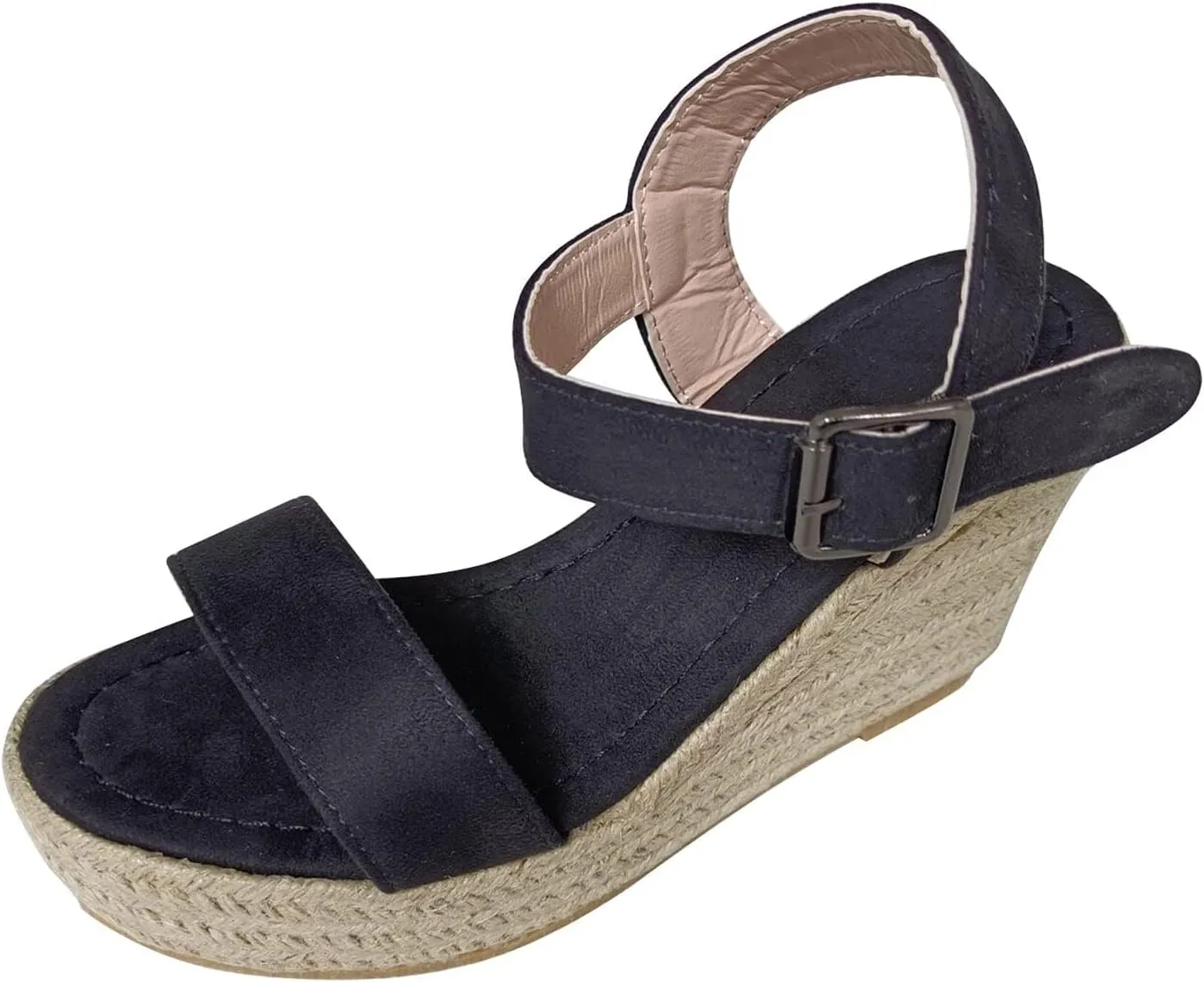 Womens Wedge Platform Sandals Open Toed Ankle Strap High Heels Shoes Summer Stylish Breathable Slip on Concise Casual Shoes