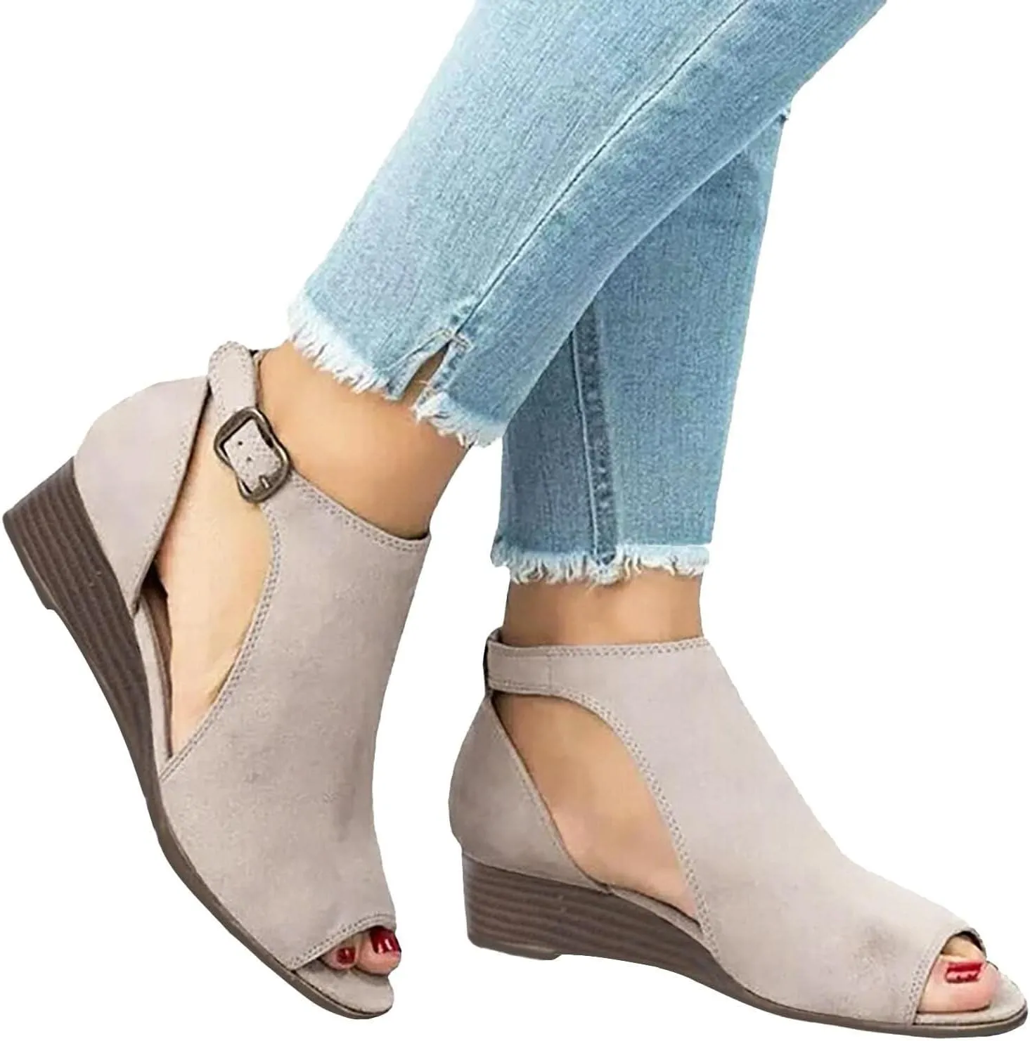 Womens Wedge Sandals Ankle Strap Open Toe Platform Sandal Summer Casual Espadrille Wedge Heels Comfy Walking Shoes