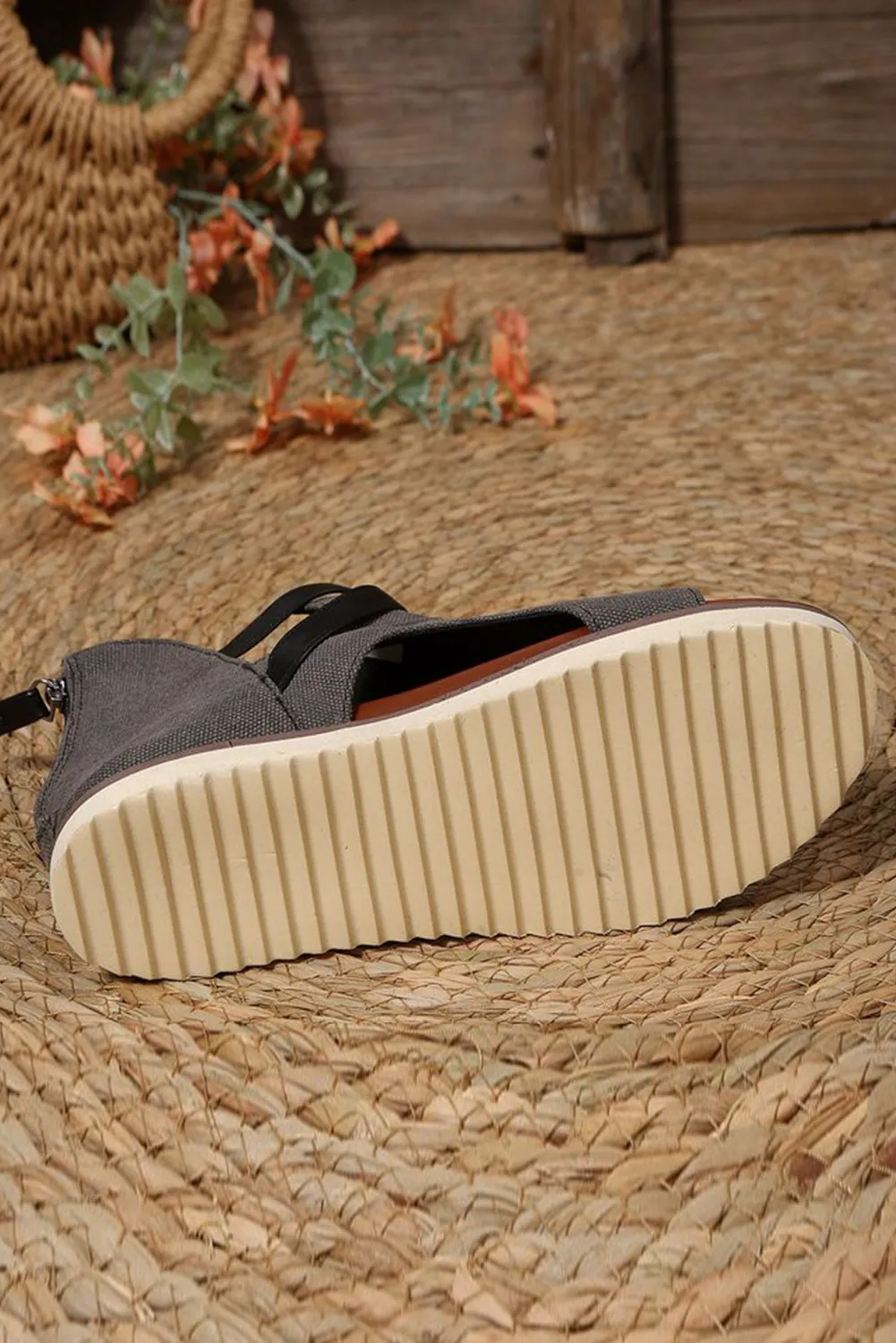 Womens Wedge Sandals Crisscross Thumb Hole Slip-On Canvas Rome Sandals