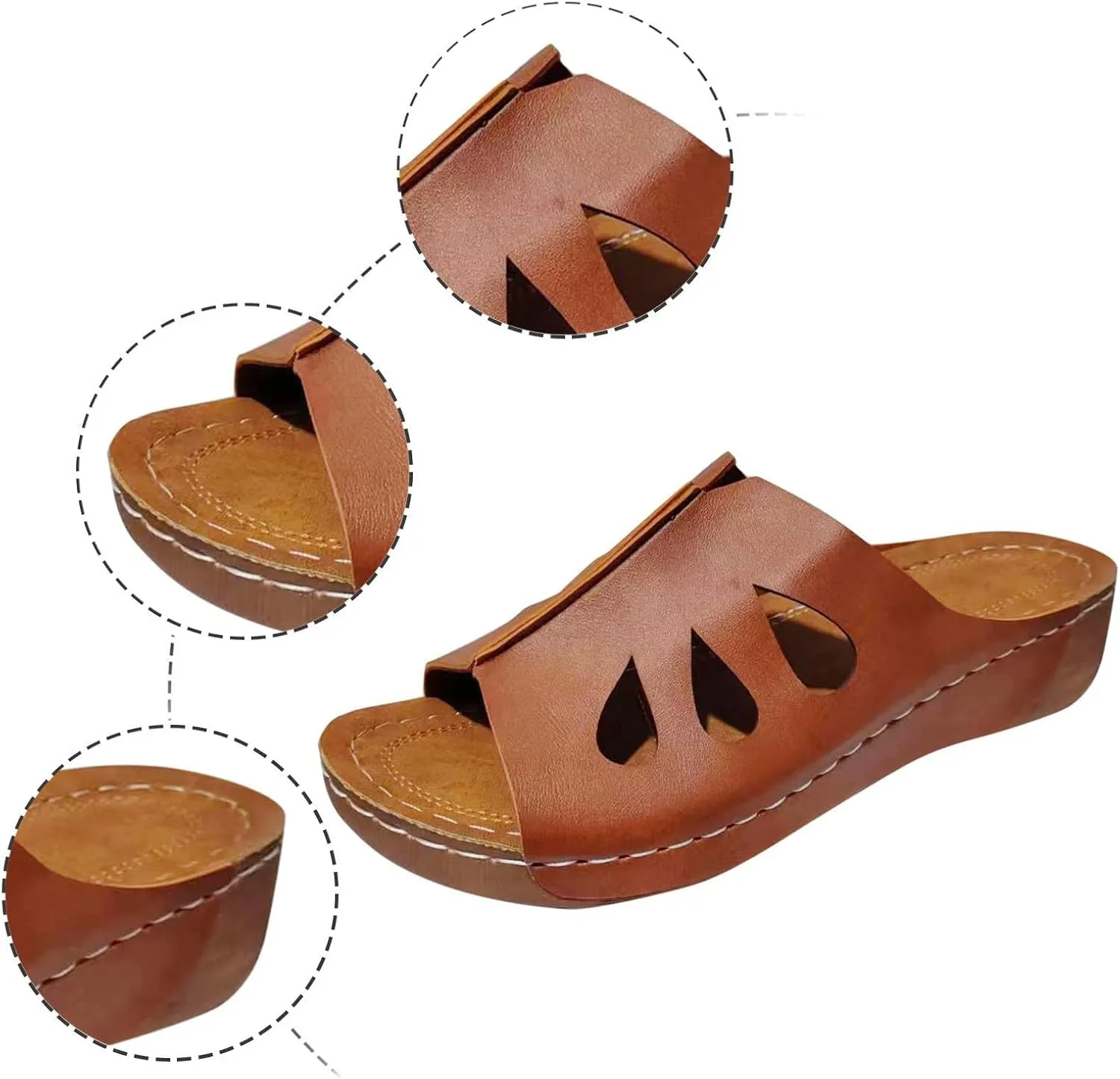 Womens Wedge Sandals Summer Shoes, Dressy Low Heel Slip On Sandals with Arch Support, Summer Casual Comfortable Walking Platform Sandals Slide