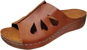 Womens Wedge Sandals Summer Shoes, Dressy Low Heel Slip On Sandals with Arch Support, Summer Casual Comfortable Walking Platform Sandals Slide