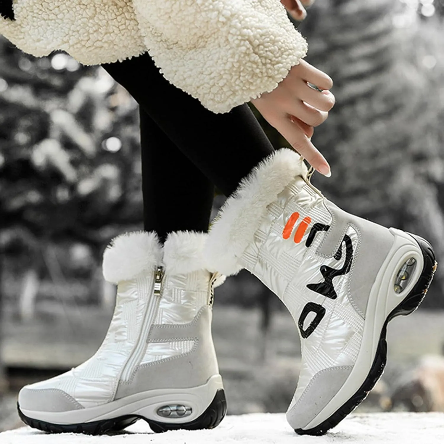 Womens Winter Boots Waterproof Insulated,Outdoor Cold-Weather Warm Snow Boots for Women,Lightweight Walking Hiking Fur Lined Winter Shoes Women,Slip Resistant