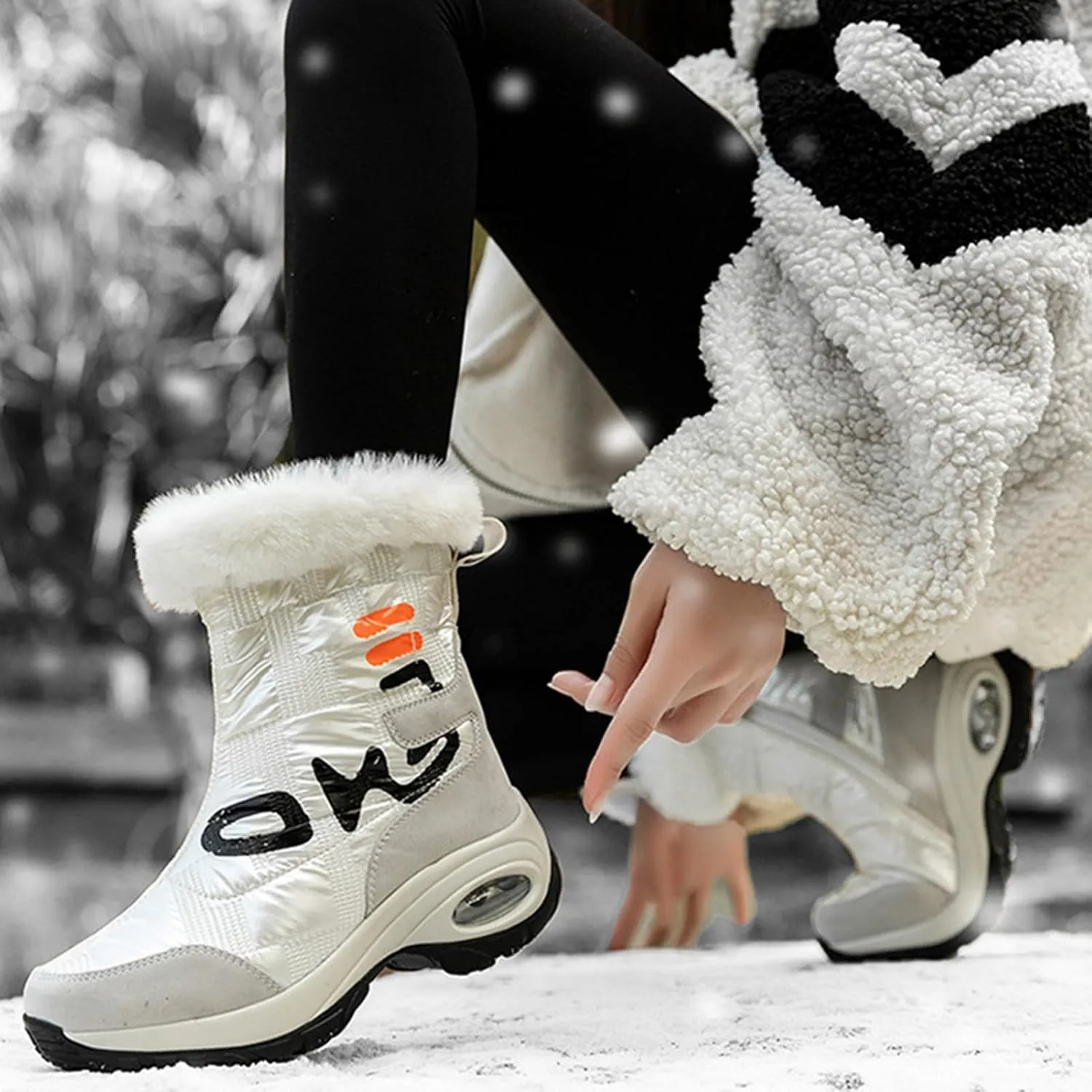 Womens Winter Boots Waterproof Insulated,Outdoor Cold-Weather Warm Snow Boots for Women,Lightweight Walking Hiking Fur Lined Winter Shoes Women,Slip Resistant
