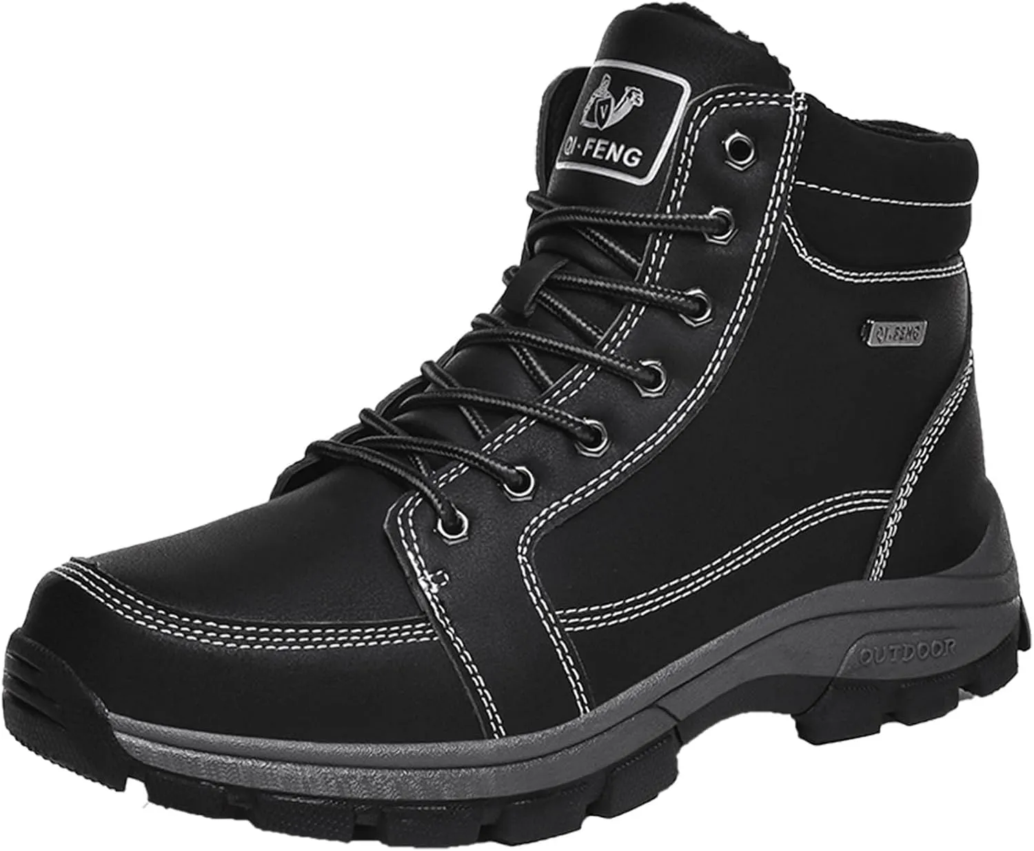YUKTOPA Men's Snow Hiking Boots Waterproof Warm Fur Lined Winter Boots Outdoor Slip Resistant Terrain Shoes