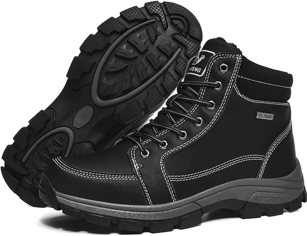 YUKTOPA Men's Snow Hiking Boots Waterproof Warm Fur Lined Winter Boots Outdoor Slip Resistant Terrain Shoes