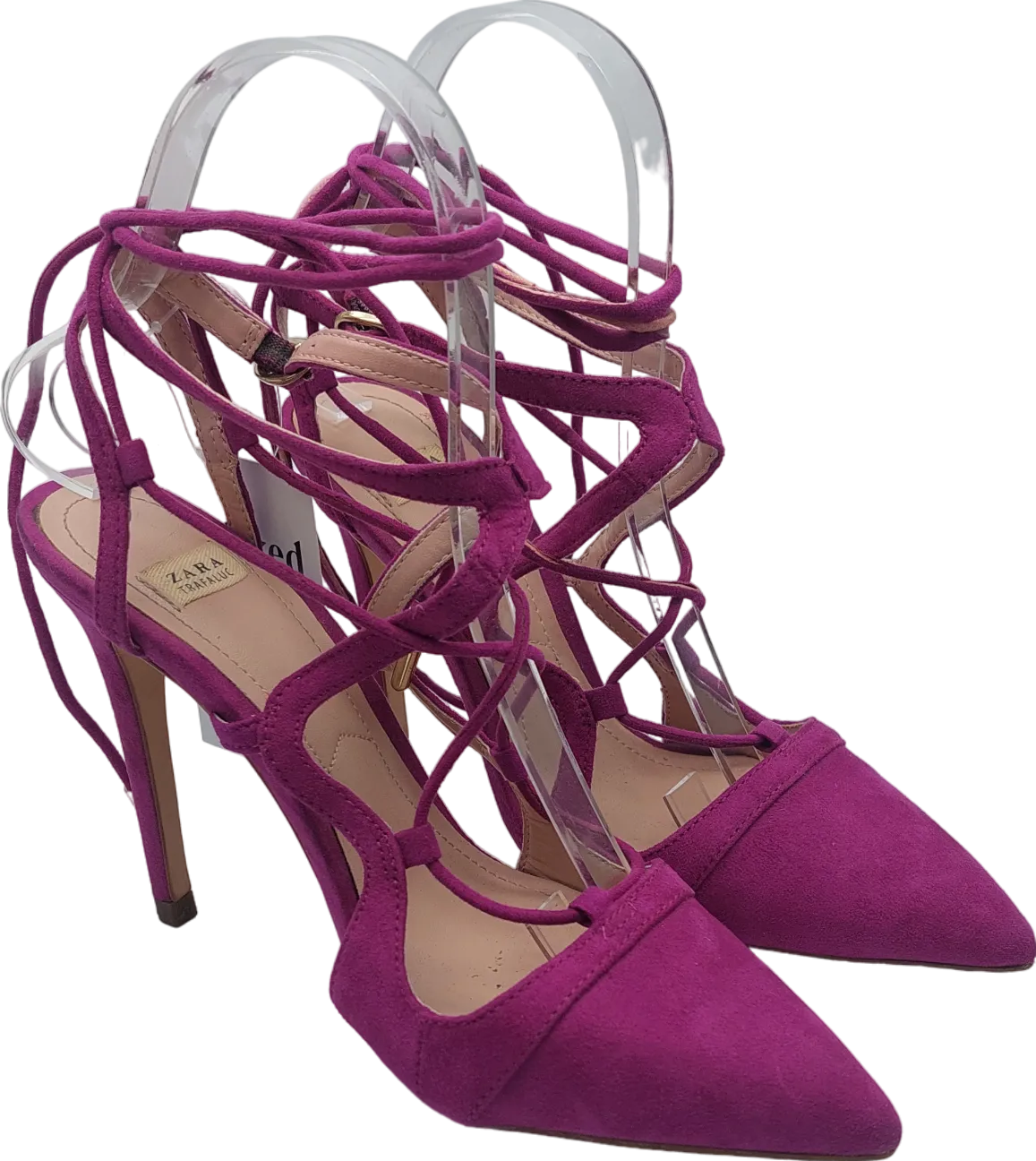 ZARA Purple Suede Laced Stilleto Pumps UK 3 EU 36 